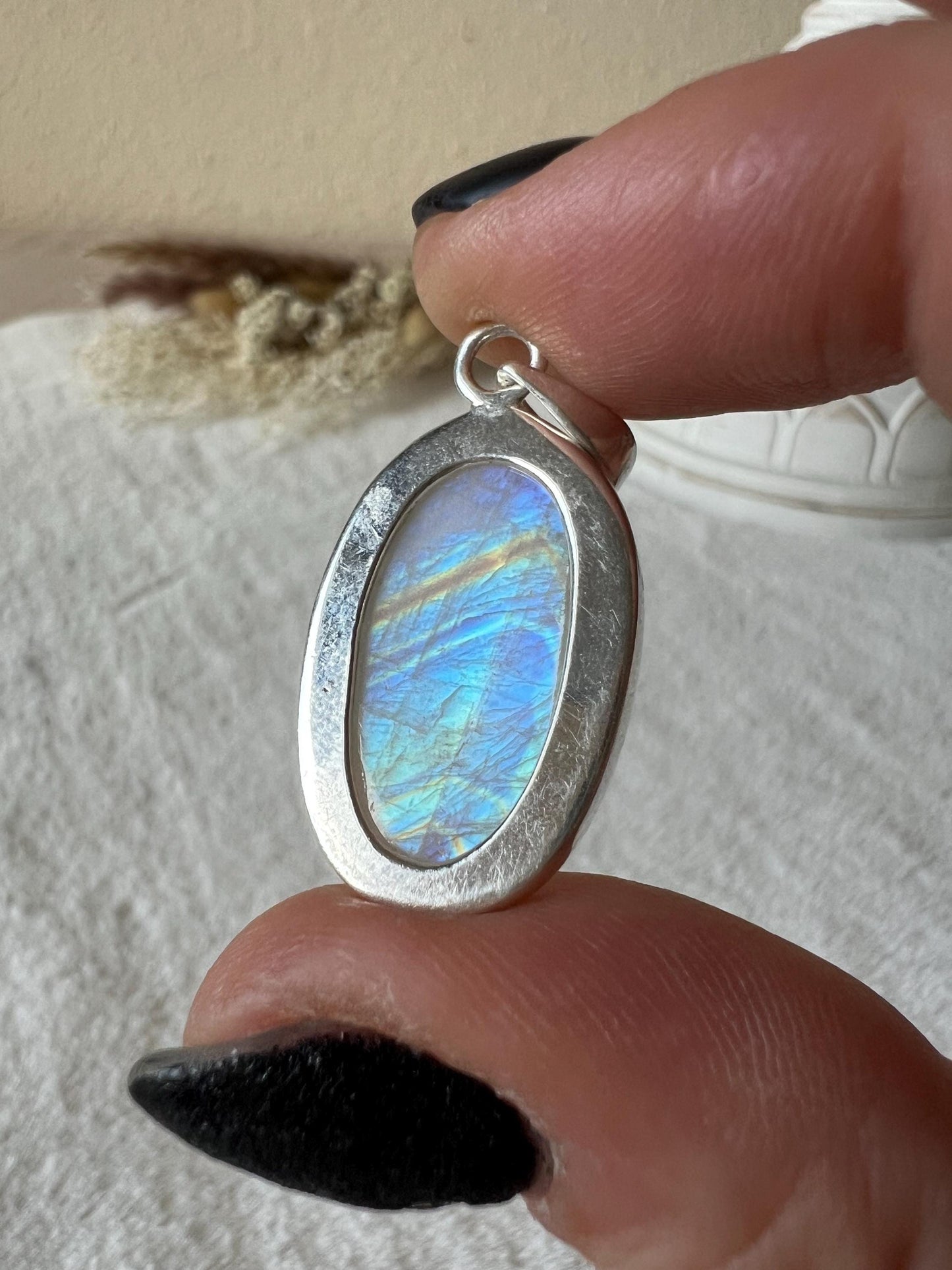 Mondstein Kettenanhänger 925 Silber