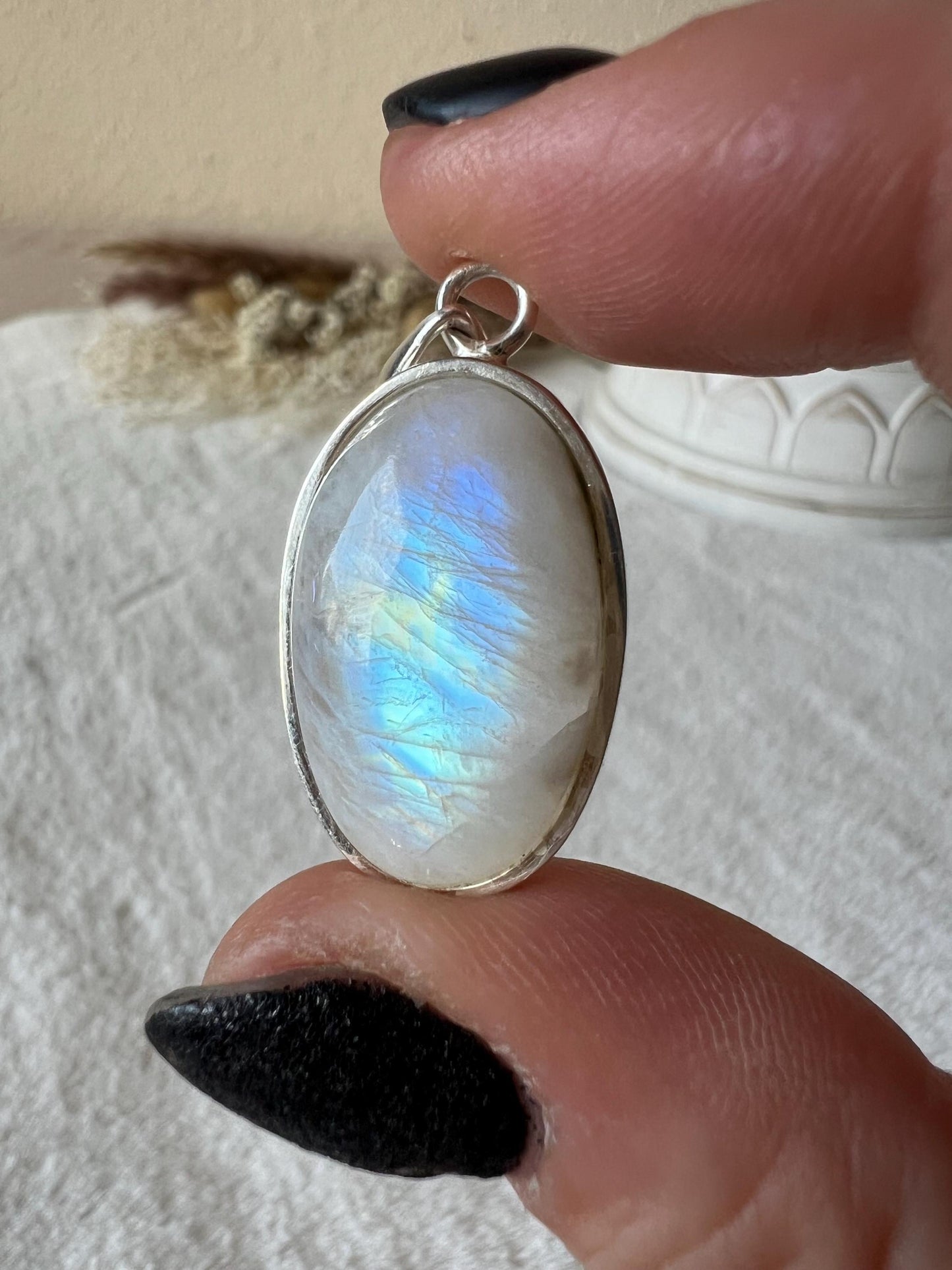 Mondstein Kettenanhänger 925 Silber