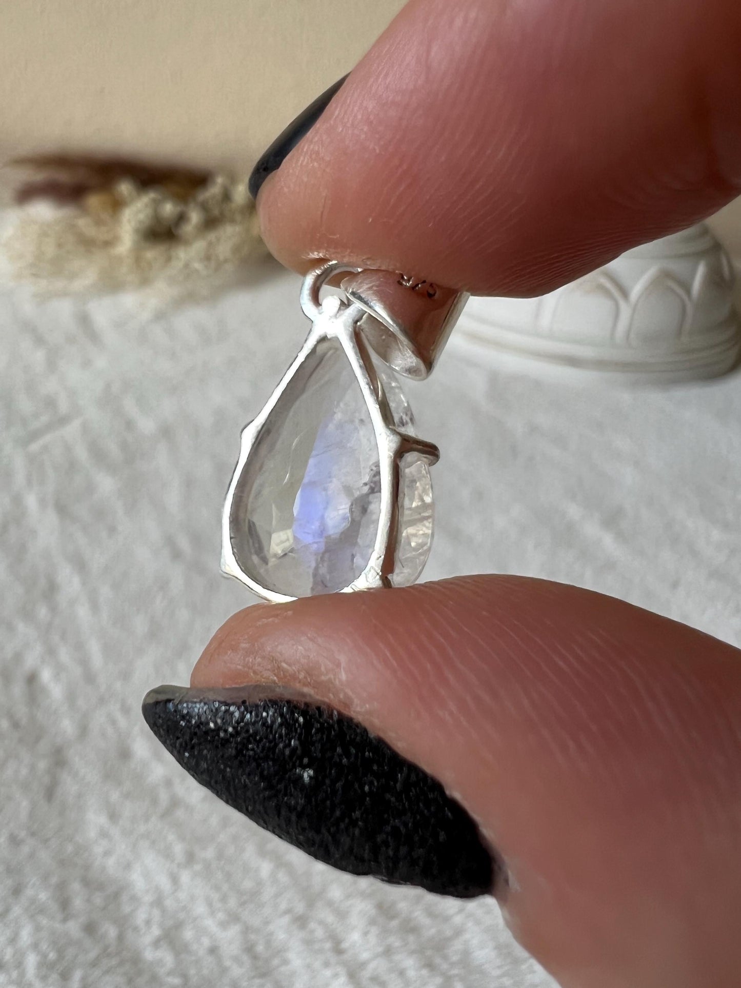 Mondstein Kettenanhänger 925 Silber klein