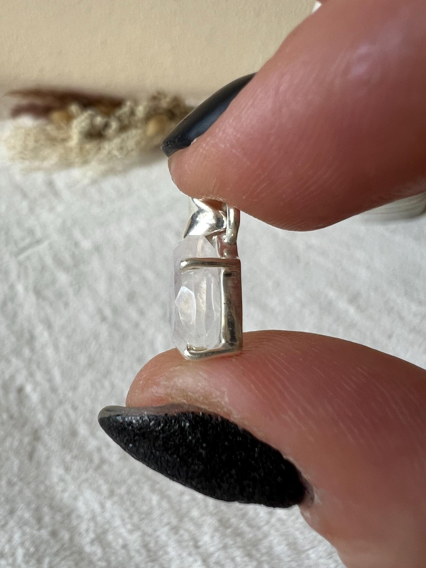 Mondstein Kettenanhänger 925 Silber klein