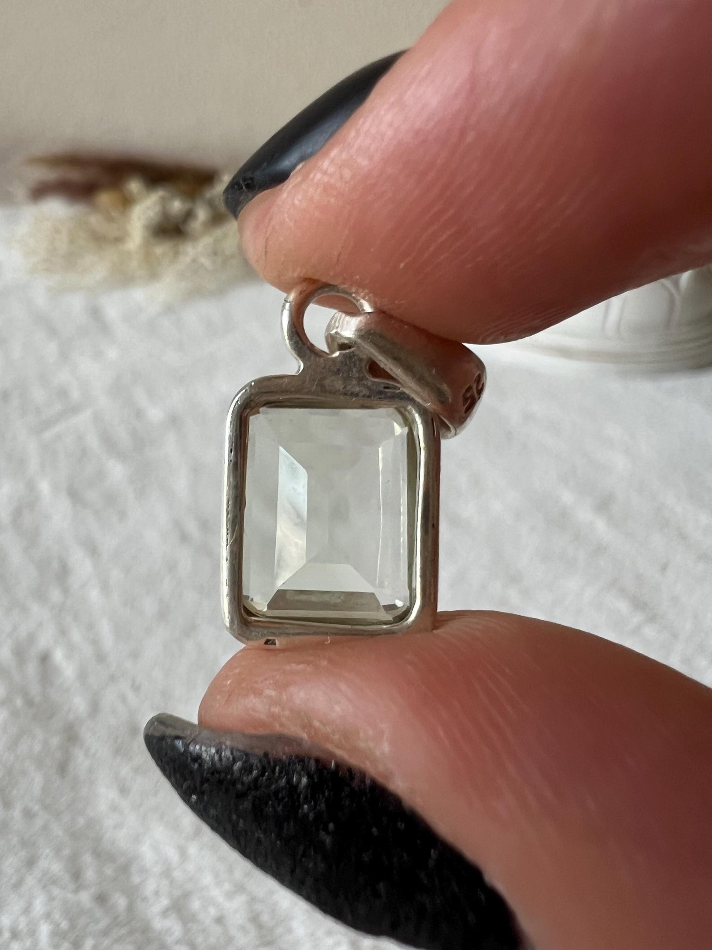 Prasiolith grüner Amethyst Kettenanhänger 925 Silber oval und eckig