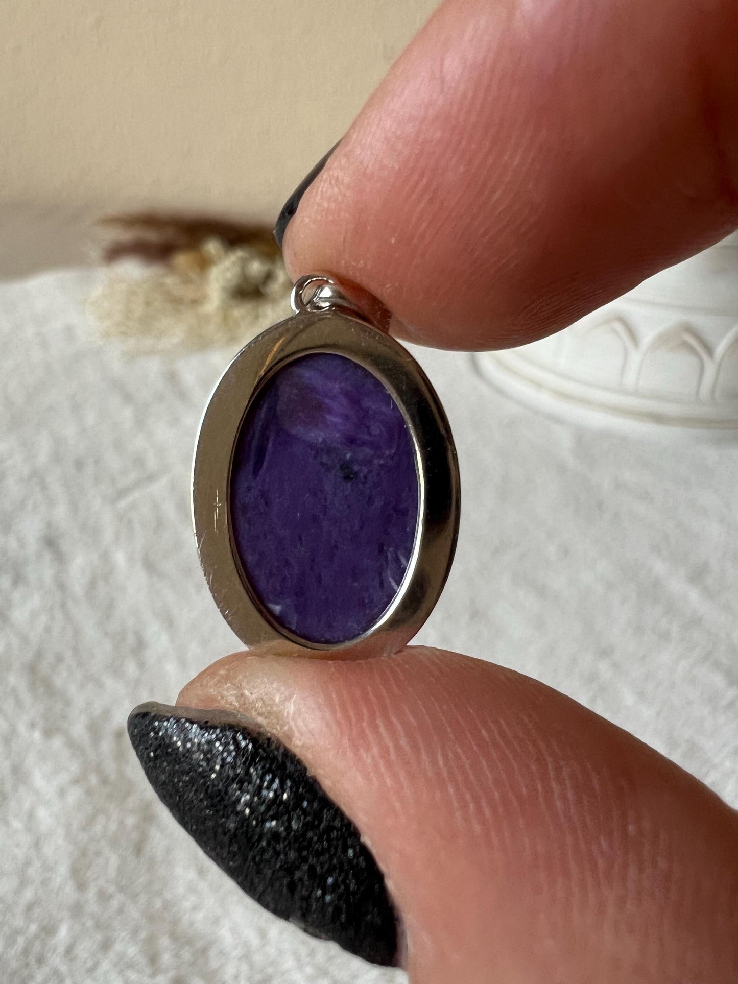 Charoit Kettenanhänger 925 Silber oval