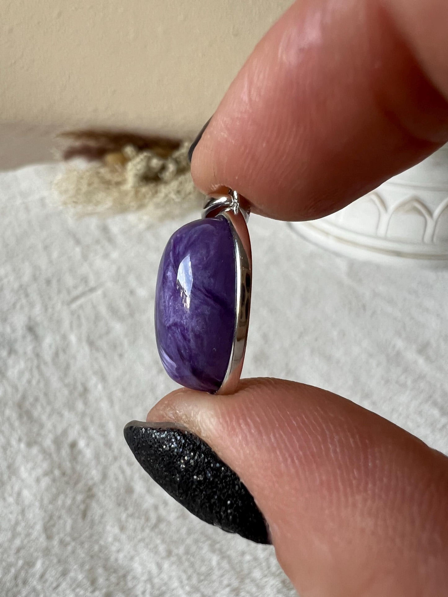 Charoit Kettenanhänger 925 Silber oval