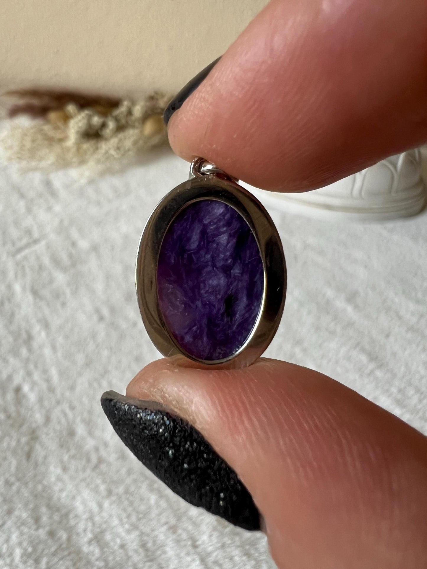 Charoit Kettenanhänger 925 Silber oval