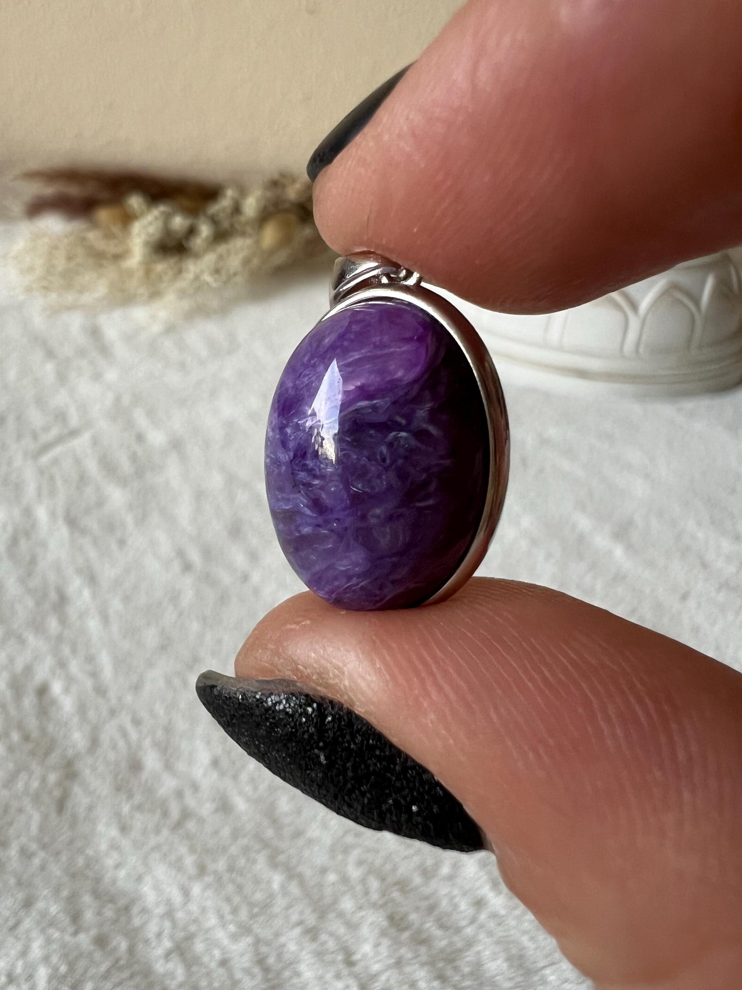 Charoit Kettenanhänger 925 Silber oval