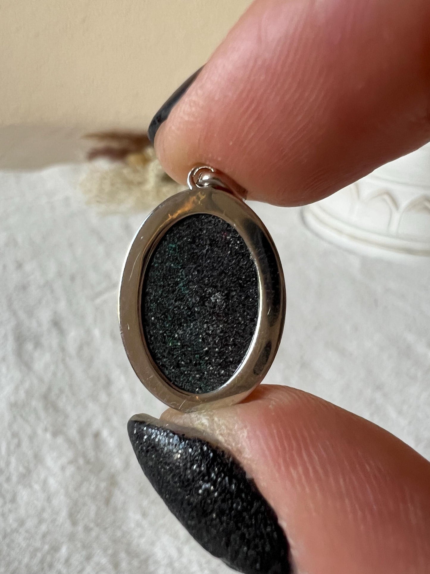 Schwarzer Opal Kettenanhänger 925 Silber