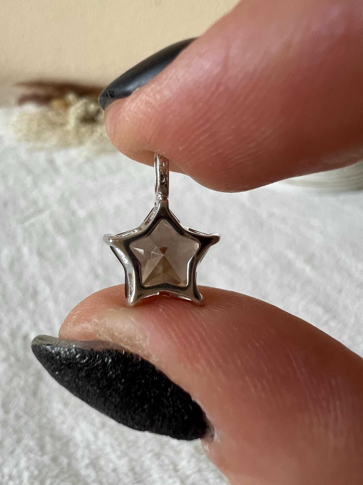 Rauchquarz Stern Kettenanhänger 925 Silber