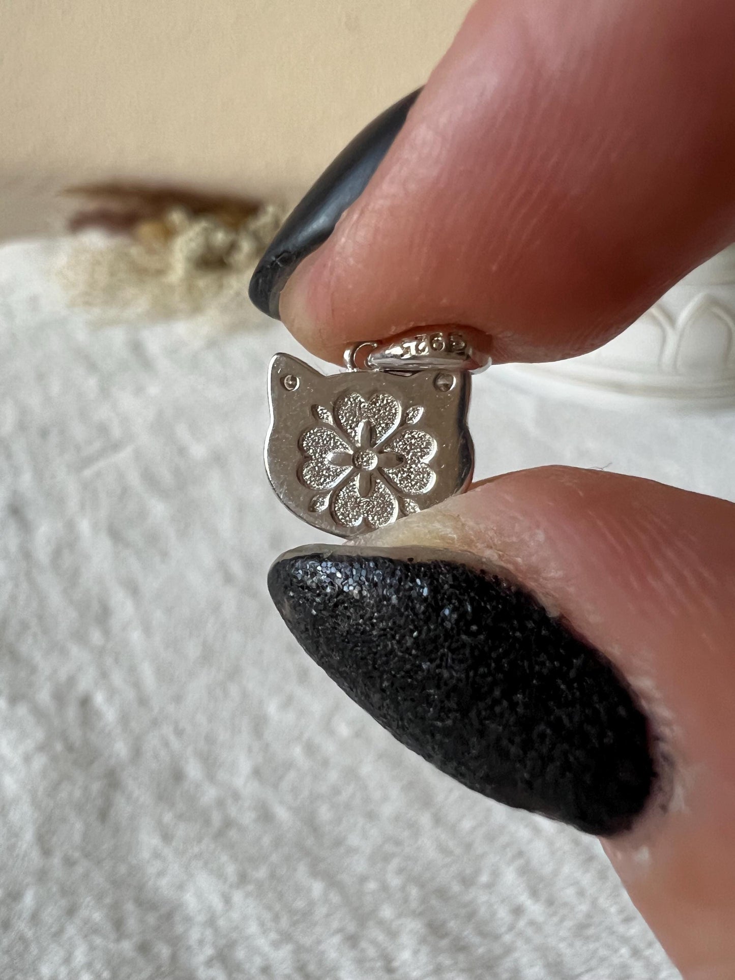 Mondstein Katzen Kettenanhänger 925 Silber