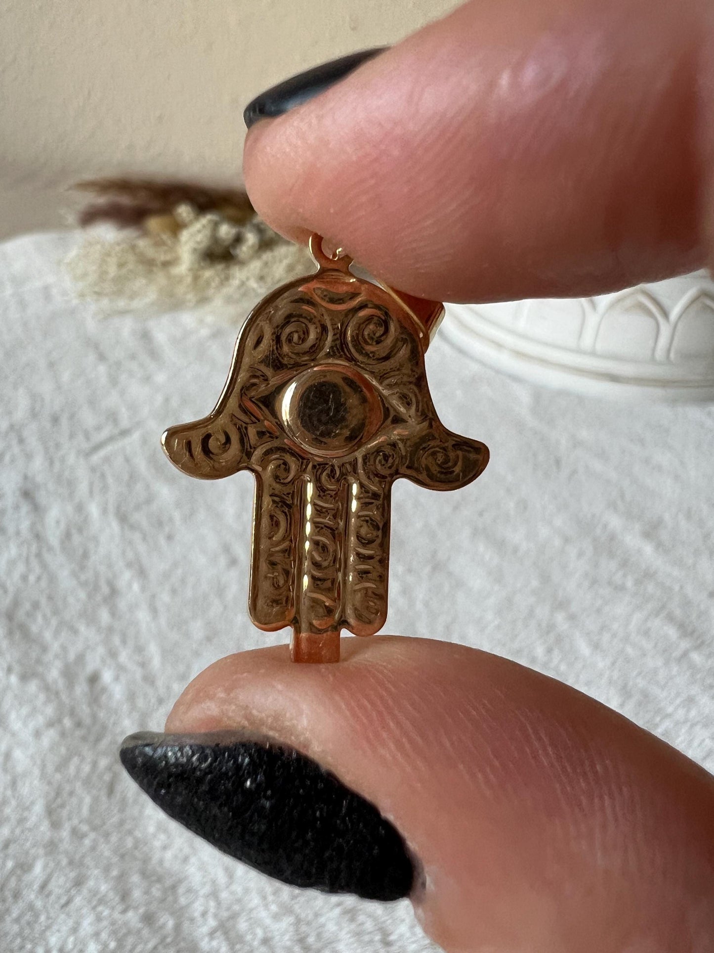 Amethyst Hamsahand Kettenanhänger Gold galvanisiert