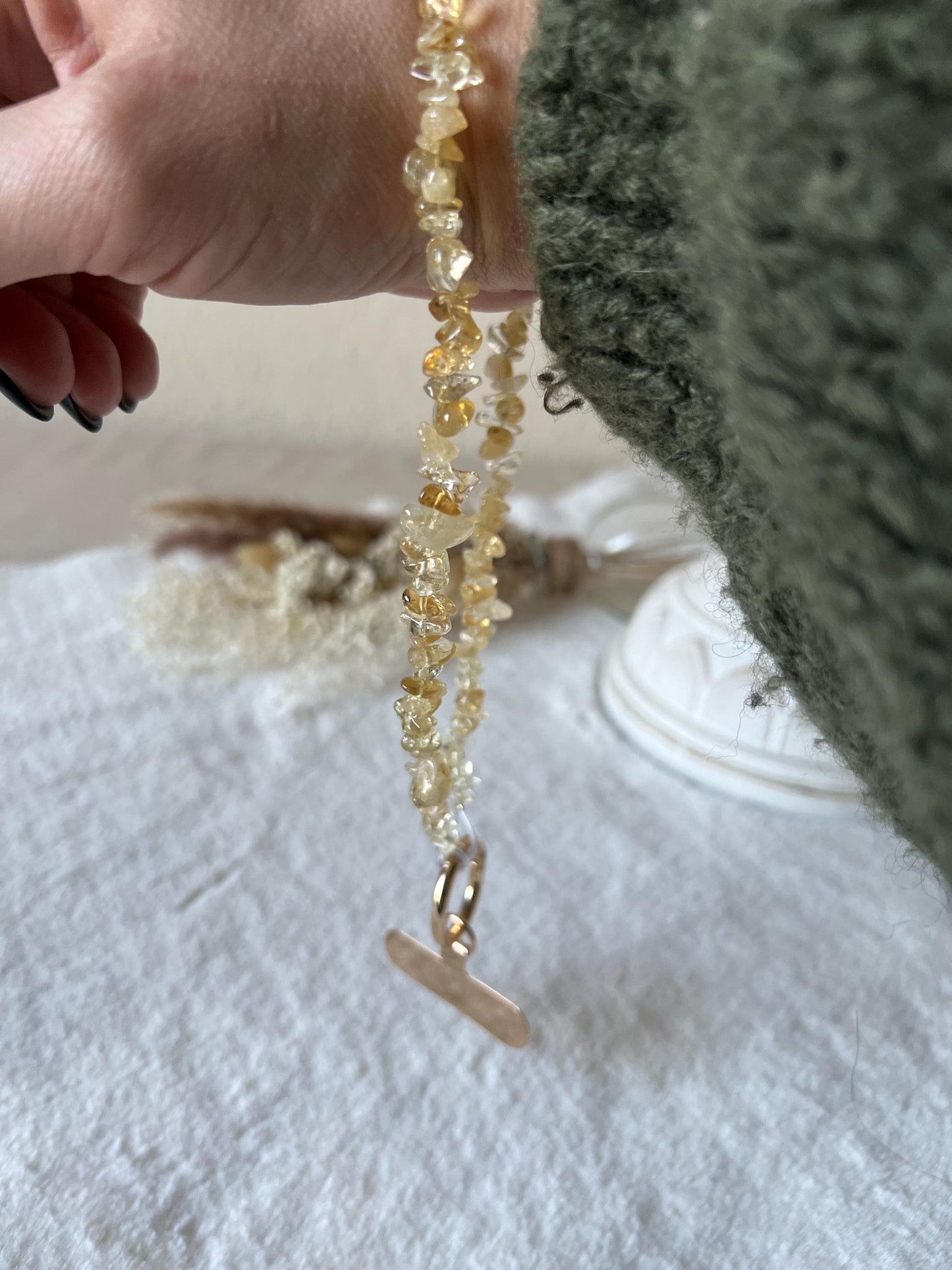 Handykette Bergkristall,Citrin,Amethyst Gold