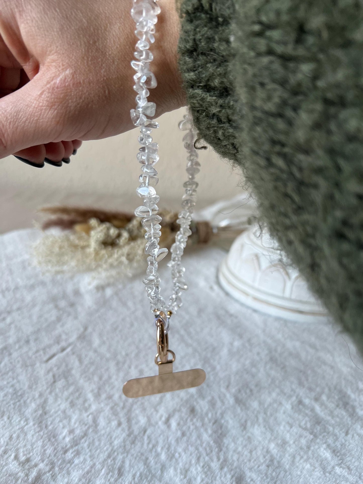 Handykette Bergkristall,Citrin,Amethyst Gold