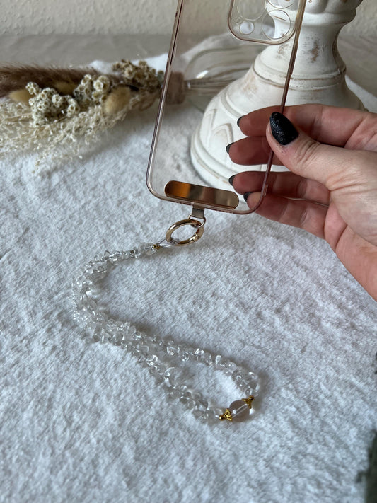 Handykette Bergkristall,Citrin,Amethyst Gold