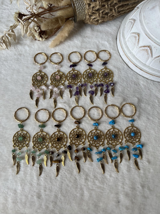 Edelstein Schlüsselanhänger Traumfänger gold