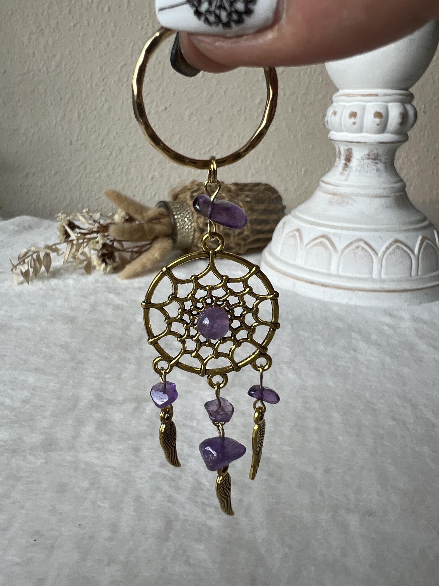 Edelstein Schlüsselanhänger Traumfänger gold