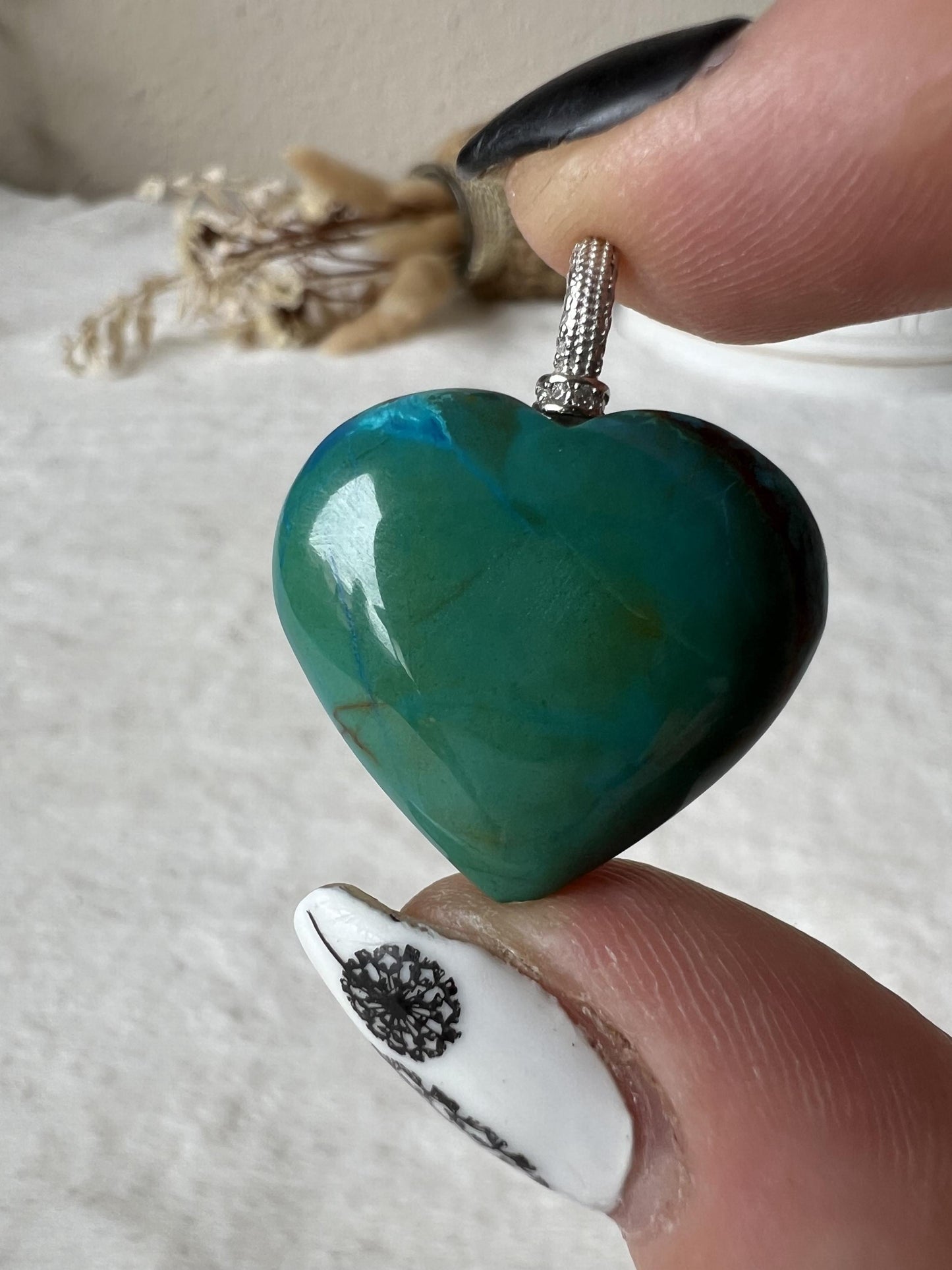 Azurit-, Malachit, Chrysokoll Herz Anhänger