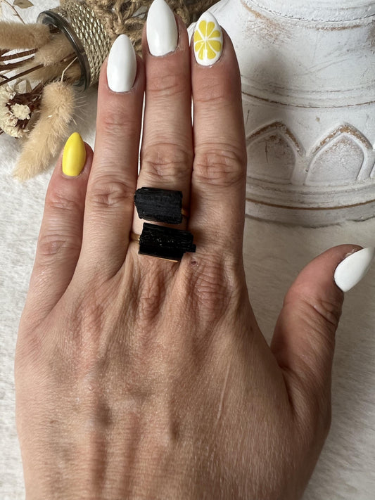 Turmalin Ring, gold galvanisiert