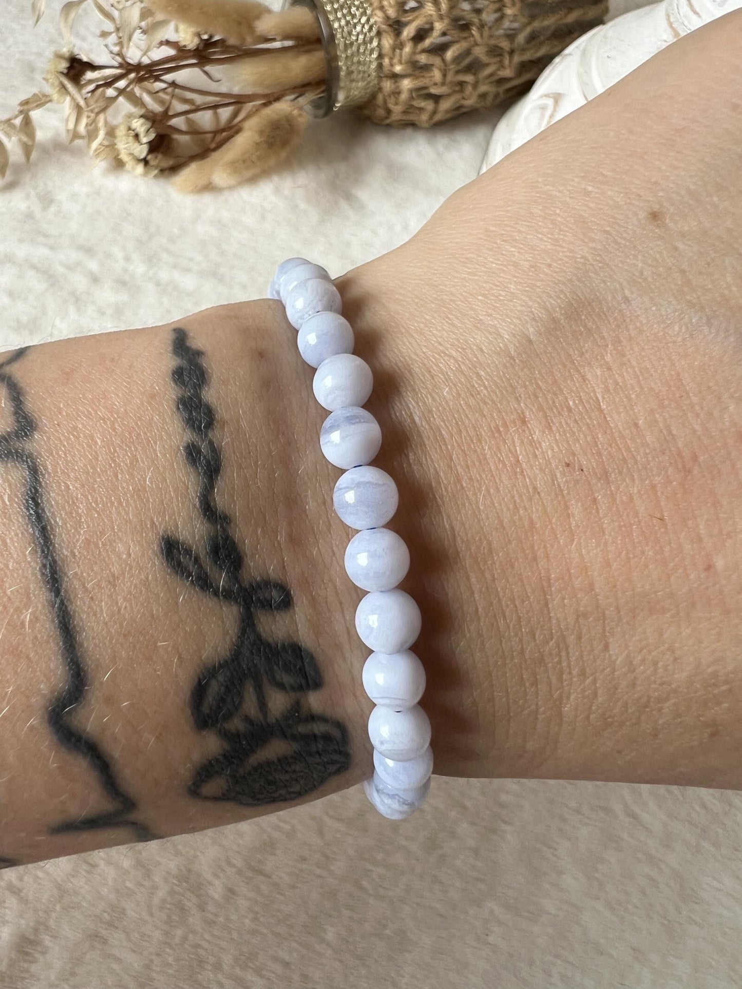 Blue Lace Achat Armband 6mm & 11mm