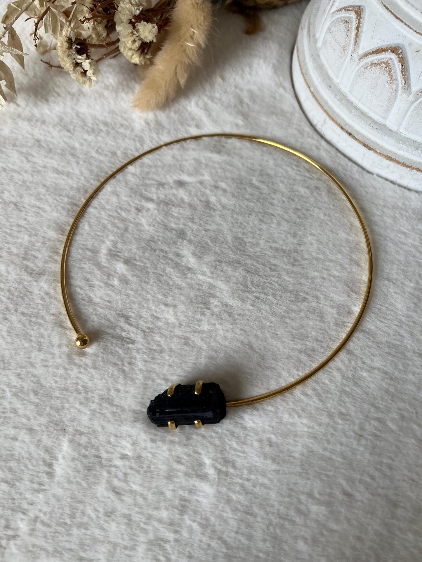 Turmalin Halsreif / Kette – gold galvanisiert