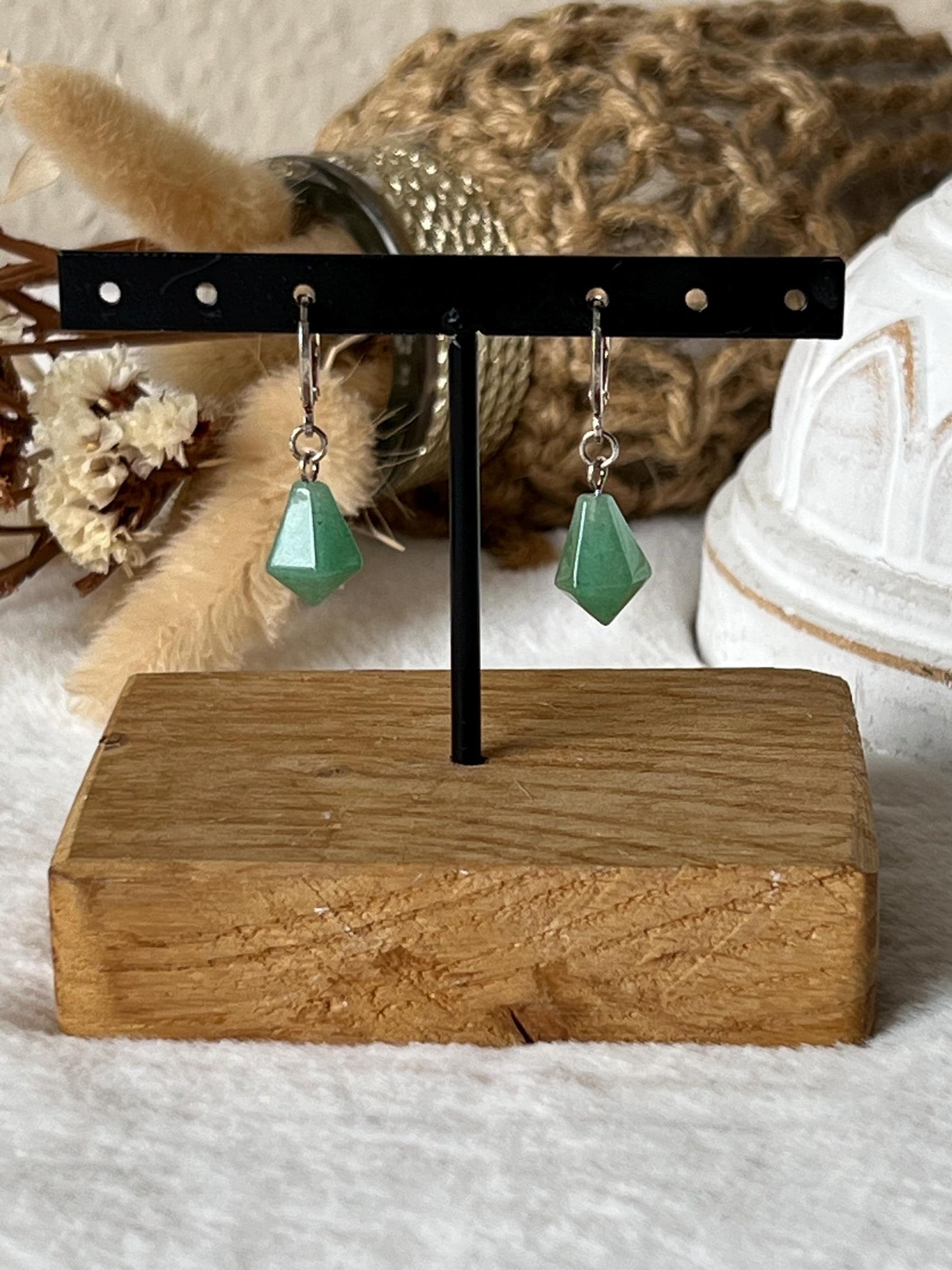 Aventurin & Obsidian Ohrringe – Silber galvanisiert