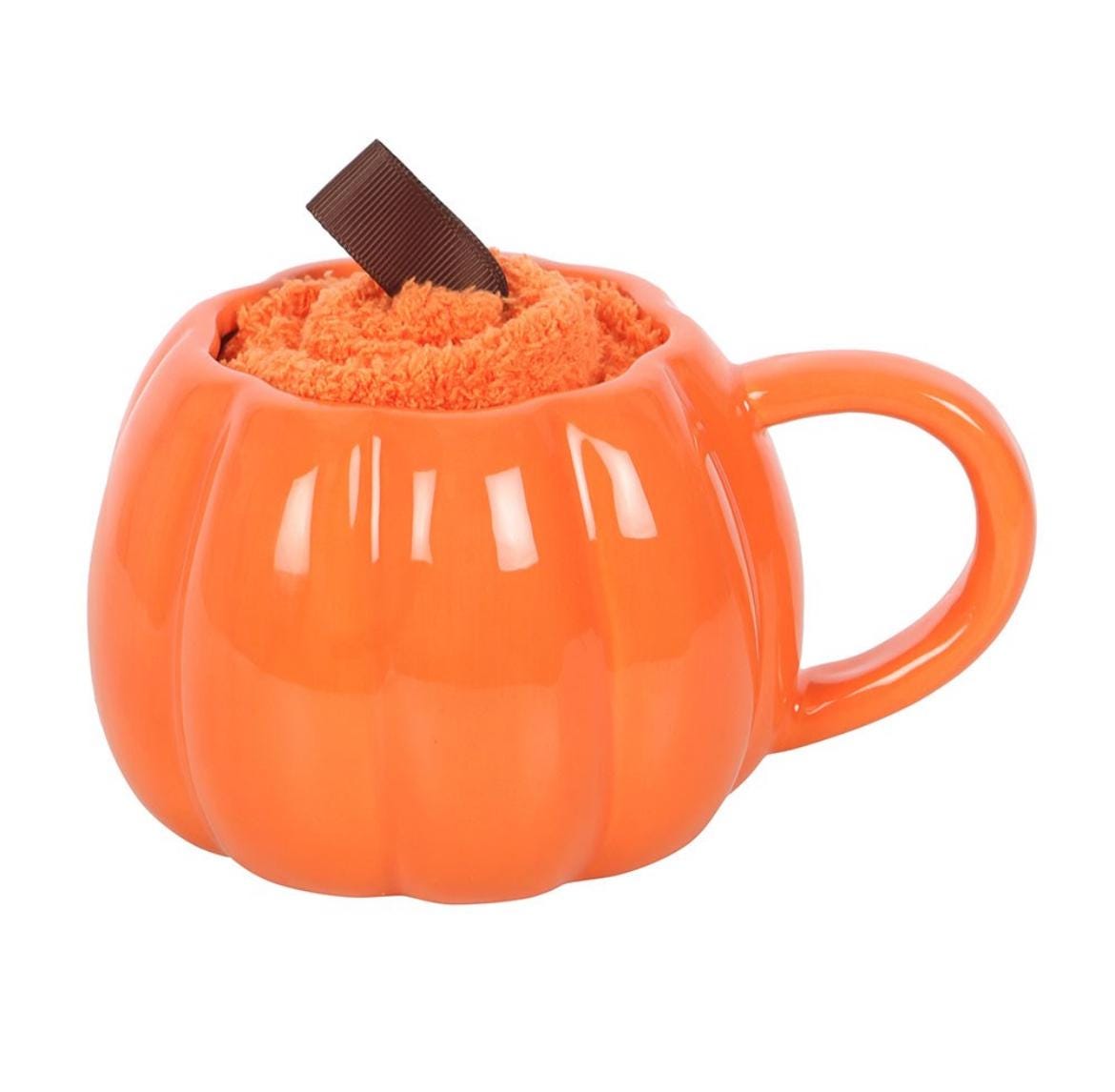 Lächelnder Kürbis Tasse mit Socken Set