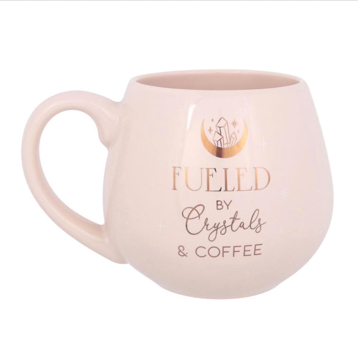 Let me consult my crystals oder Fueled by crystals and coffee Tasse