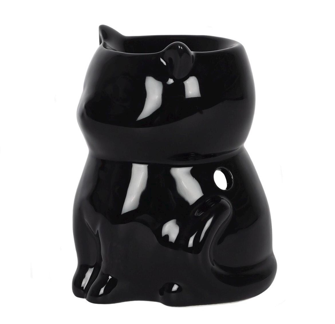 Schwarze Katzen Wachsmelt und Ölbrenner aus Keramik