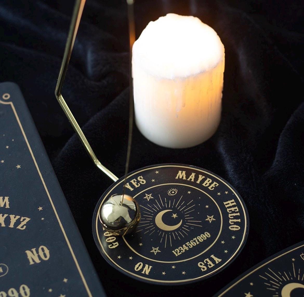 Pendel Set mit Entscheidungsboard und Metallpendel | Spirit Board, Mond, Pentagramm, Schlange, Future Hands & Ouija Style