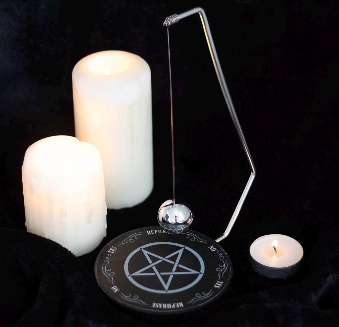 Pendel Set mit Entscheidungsboard und Metallpendel | Spirit Board, Mond, Pentagramm, Schlange, Future Hands & Ouija Style