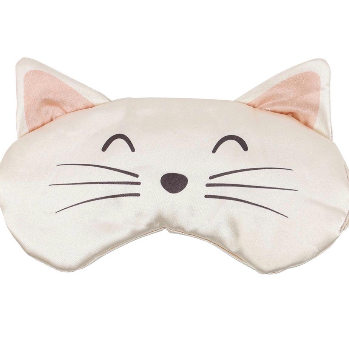 Satin Schlafmaske Katze | Niedliche Katzen Augenmaske für erholsamen Schlaf | Self Care & Wellness Geschenk