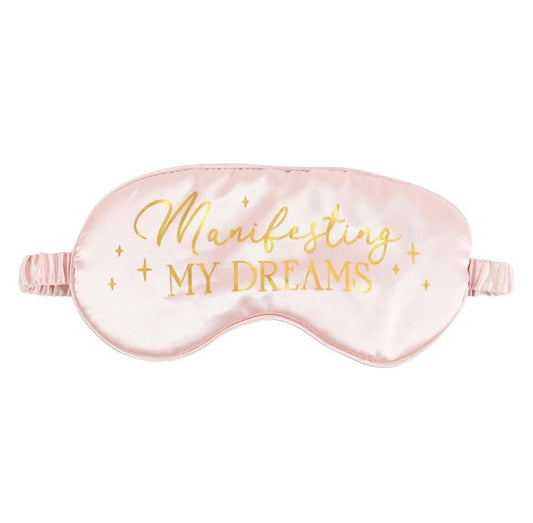 Manifesting My Dreams Satin Schlafmaske | Rosa Augenmaske für Schlaf, Manifestation & Self Care | Wellness Geschenk