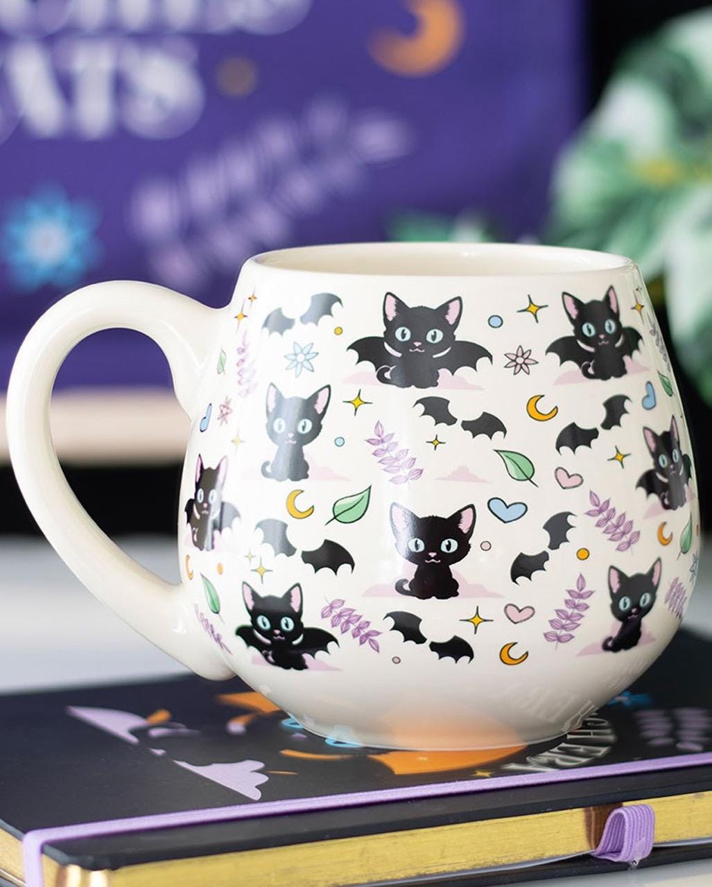 Fledermaus Katzen Tasse | Bat Cat Mug | Halloween Katze | Schwarze Katze Tasse | Spooky Mug | Kawaii Halloween | Herbst Tasse