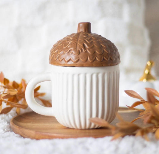 Eichel Tasse mit Deckel | Acorn Mug | Herbst Tasse | Woodland Mug | Cottagecore Tasse | Natur Tasse | Herbst Geschenk