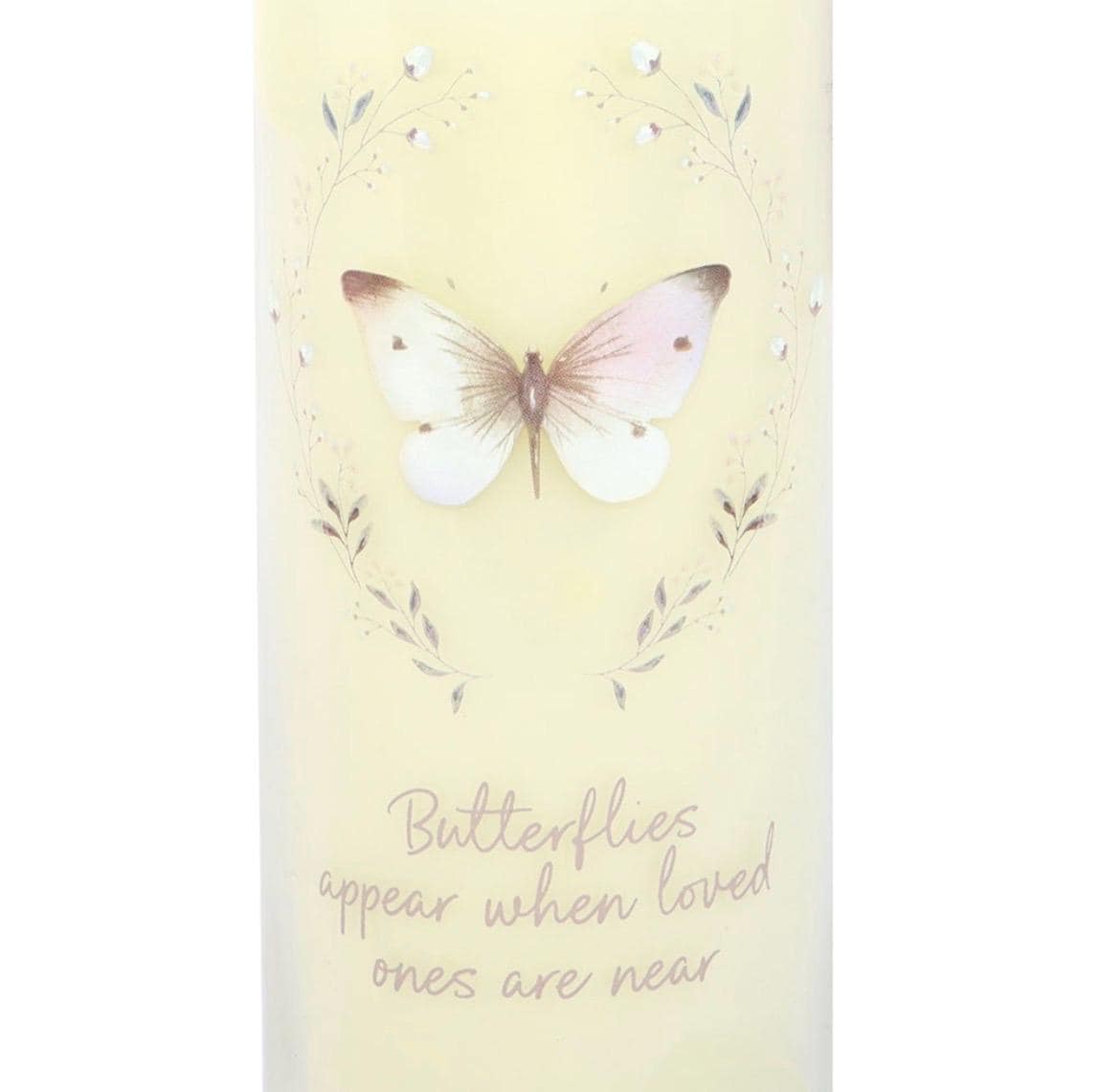 Gedenkkerze „Butterflies Appear When Loved Ones Are Near“ | Vanilleduftkerze | Erinnerungslicht | Trauerkerze | Memorial Candle