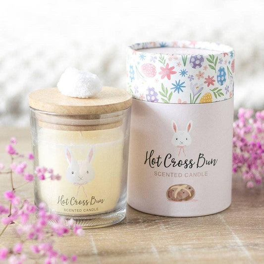 Hot Cross Bun Kerze | Duftkerze im Glas | Osterkerze mit Holzdeckel | Süßer Gebäckduft | Frühlings Kerze