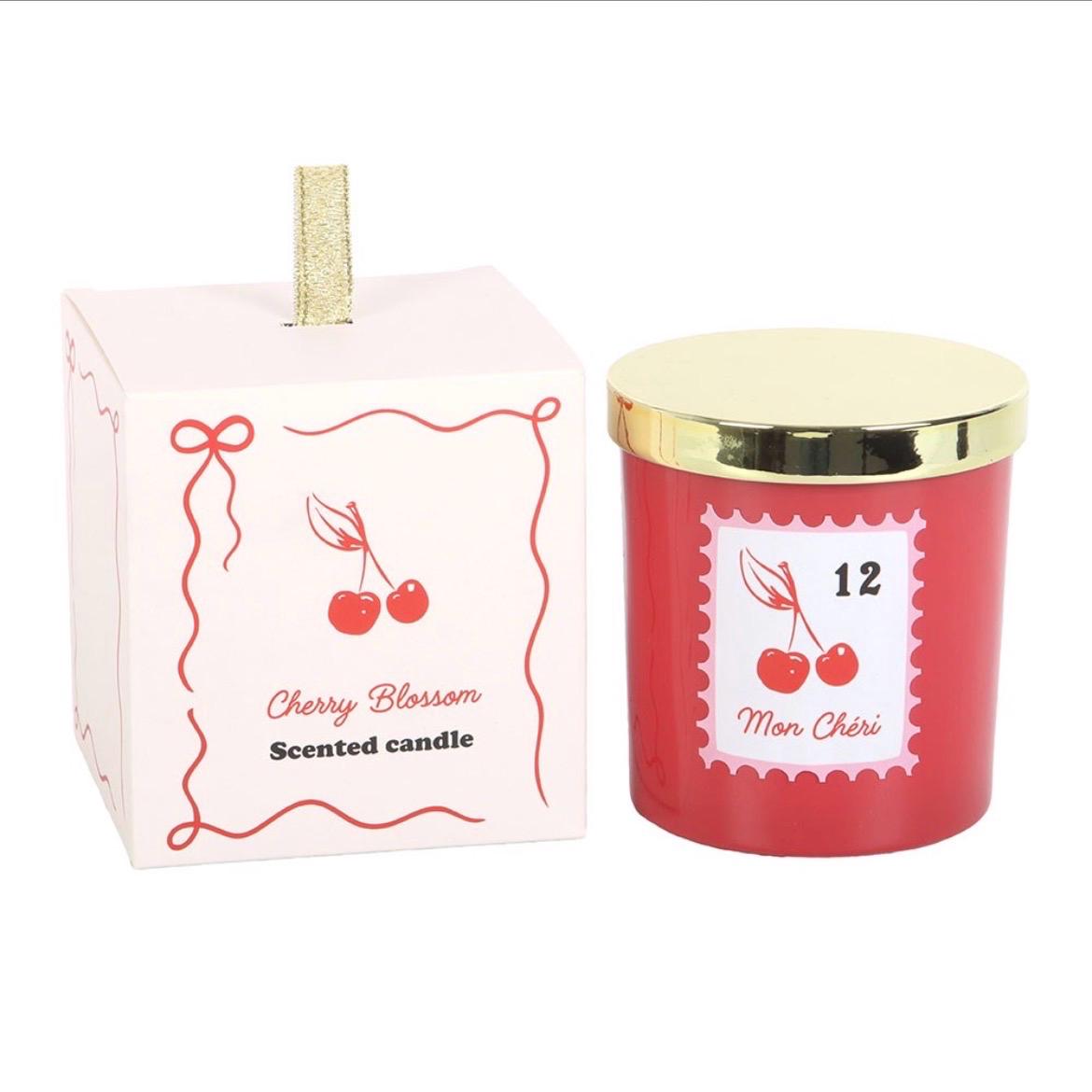 Mon Chéri Kerze im Glas | Kirschkerze | Cherry Blossom Duftkerze | Kirschblüten Duft | Romantische Geschenkidee