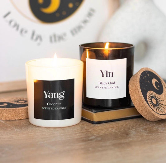 Yin & Yang Kerzen | Duftkerzen Set | Kokosnuss und Black Oud | Balance und Harmonie | Spirituelle Deko | Geschenkset