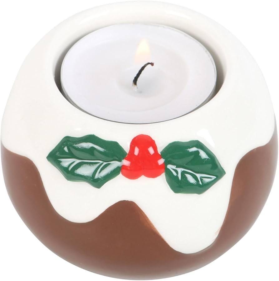 Christmas Pudding Teelichthalter | Weihnachtlicher Kerzenhalter | Pudding Keramik Deko | Weihnachtsdeko