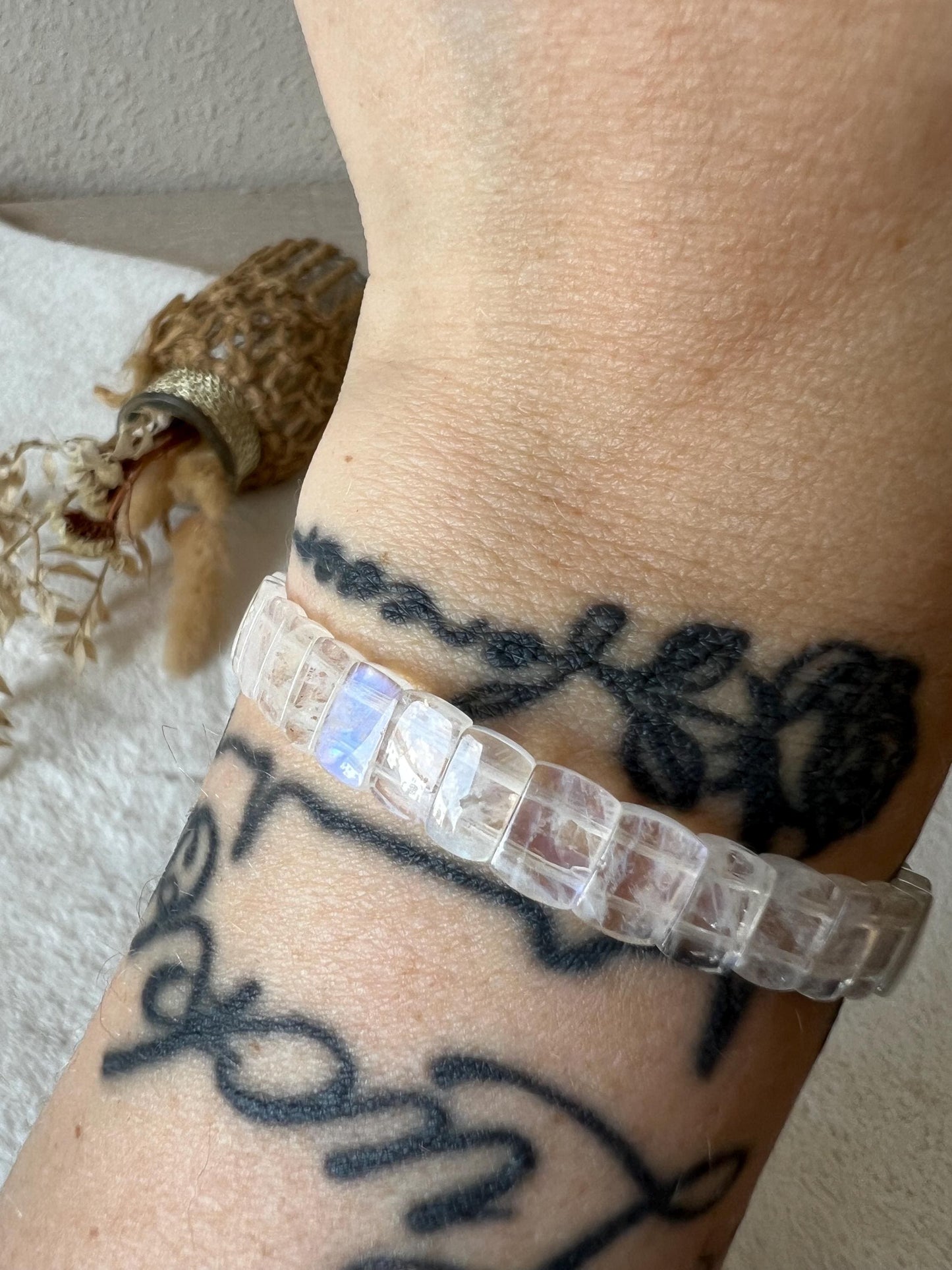 Madagaskar Regenbogen Mondstein Armband | Premium Blauschimmer Mondstein | Rainbow Moonstone | Edelstein Armband | Naturstein Schmuck