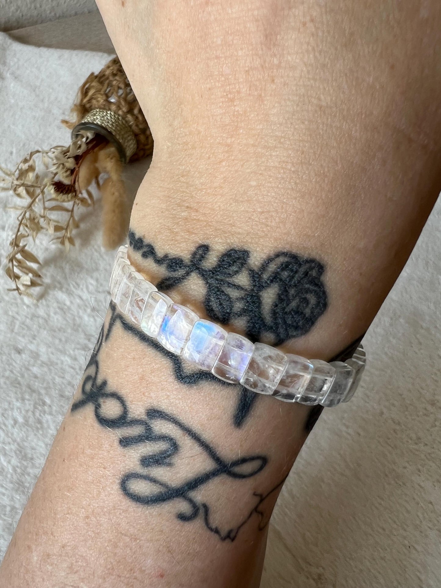 Madagaskar Regenbogen Mondstein Armband | Premium Blauschimmer Mondstein | Rainbow Moonstone | Edelstein Armband | Naturstein Schmuck