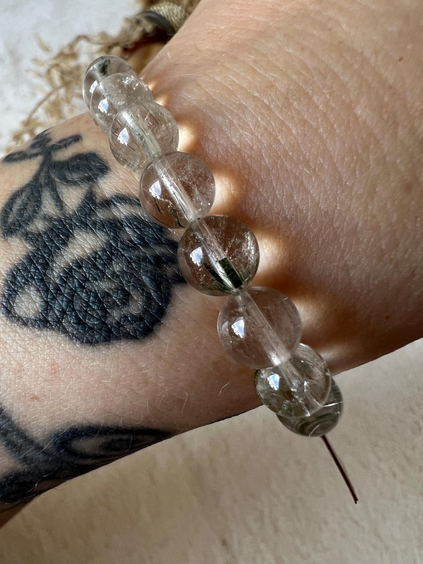Grüner & Silberner Rutilquarz | Multicolor Rutilquarz Armband | Seltene Rutilnadeln | Edelstein Armband | Naturstein Schmuck