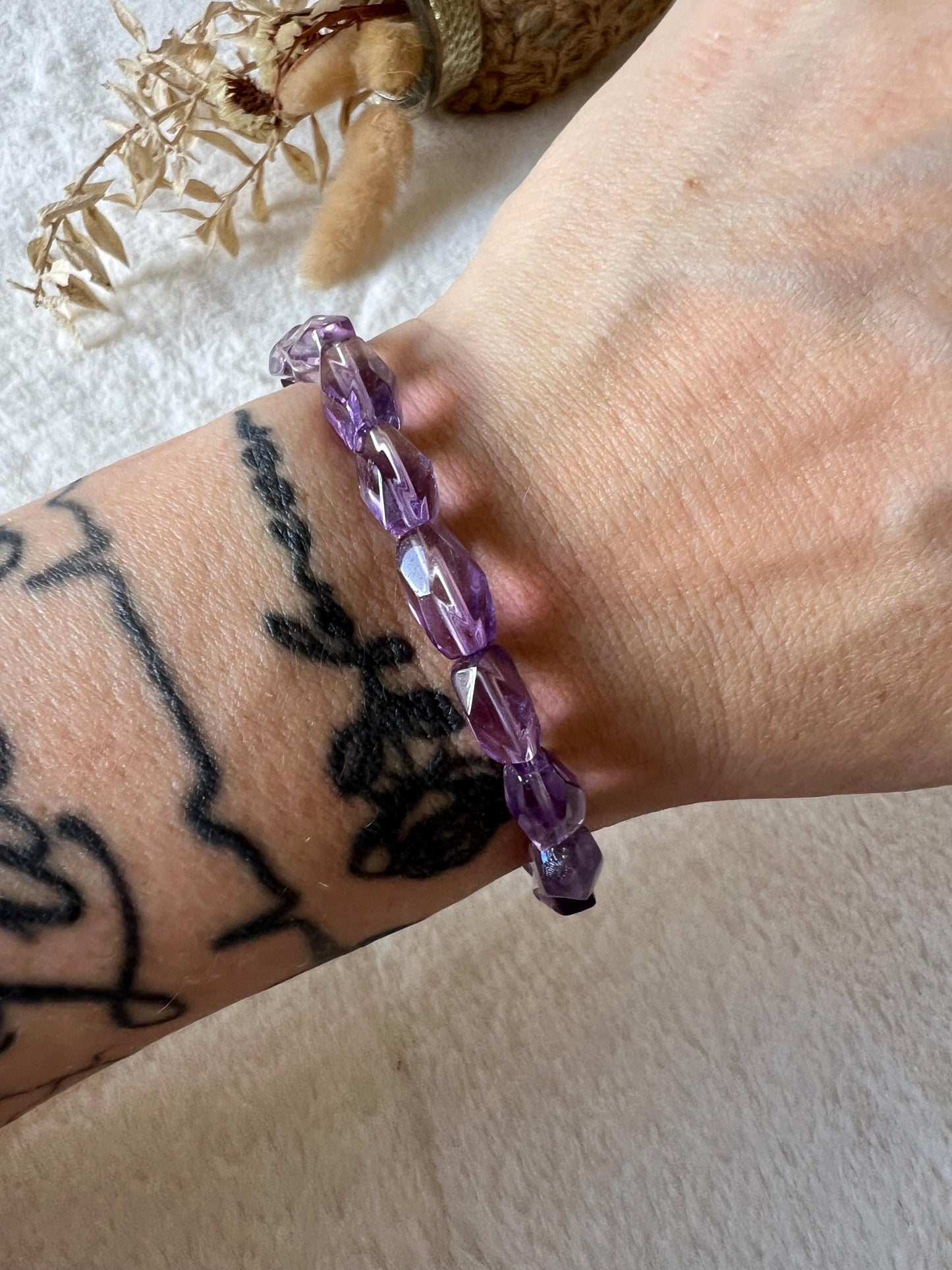 Amethyst Armband | Facettierte Freiform Perlen | Echter Amethyst Schmuck | Edelstein Armband | Naturstein Schmuck | Geschenk für Sie