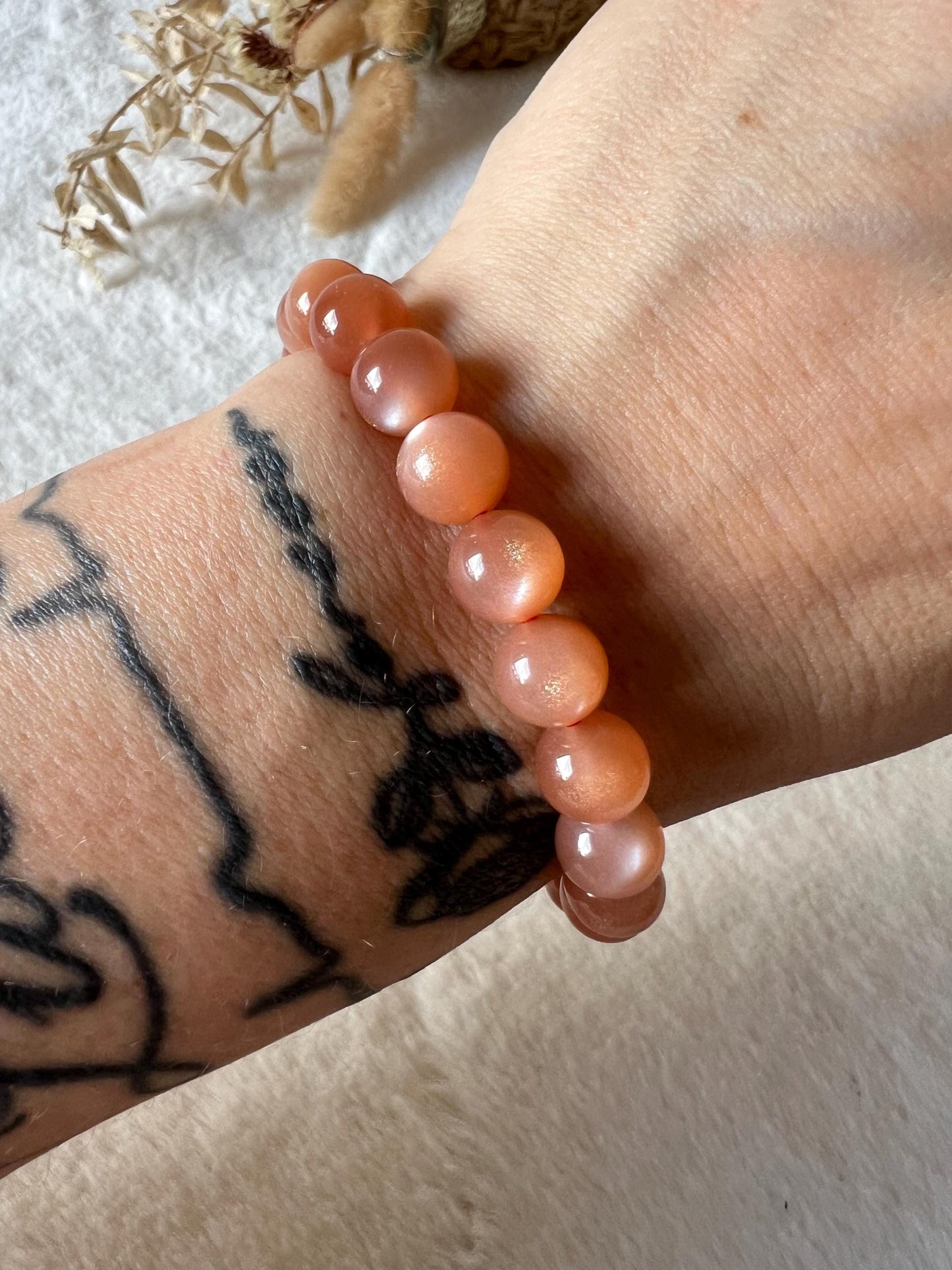 Pfirsich Mondstein Armband | Natürlicher Mondstein | Edelstein Armband | Selbstliebe | Weibliche Energie | Geschenk