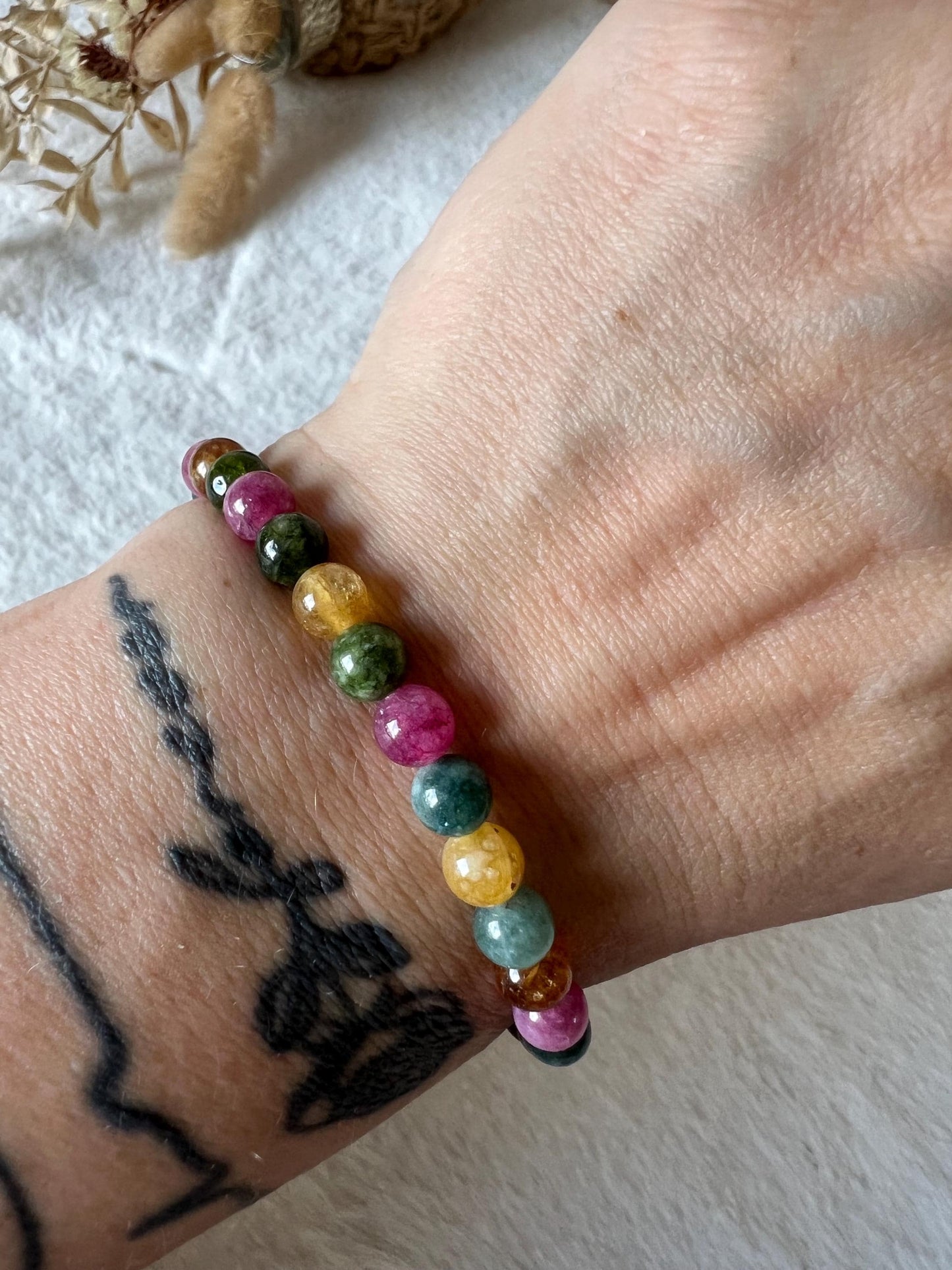 Turmalin Armband bunt | Multi Turmalin Edelstein Armband | Natürlicher Turmalin | Bunter Turmalin High Quality | 6mm & 8mm