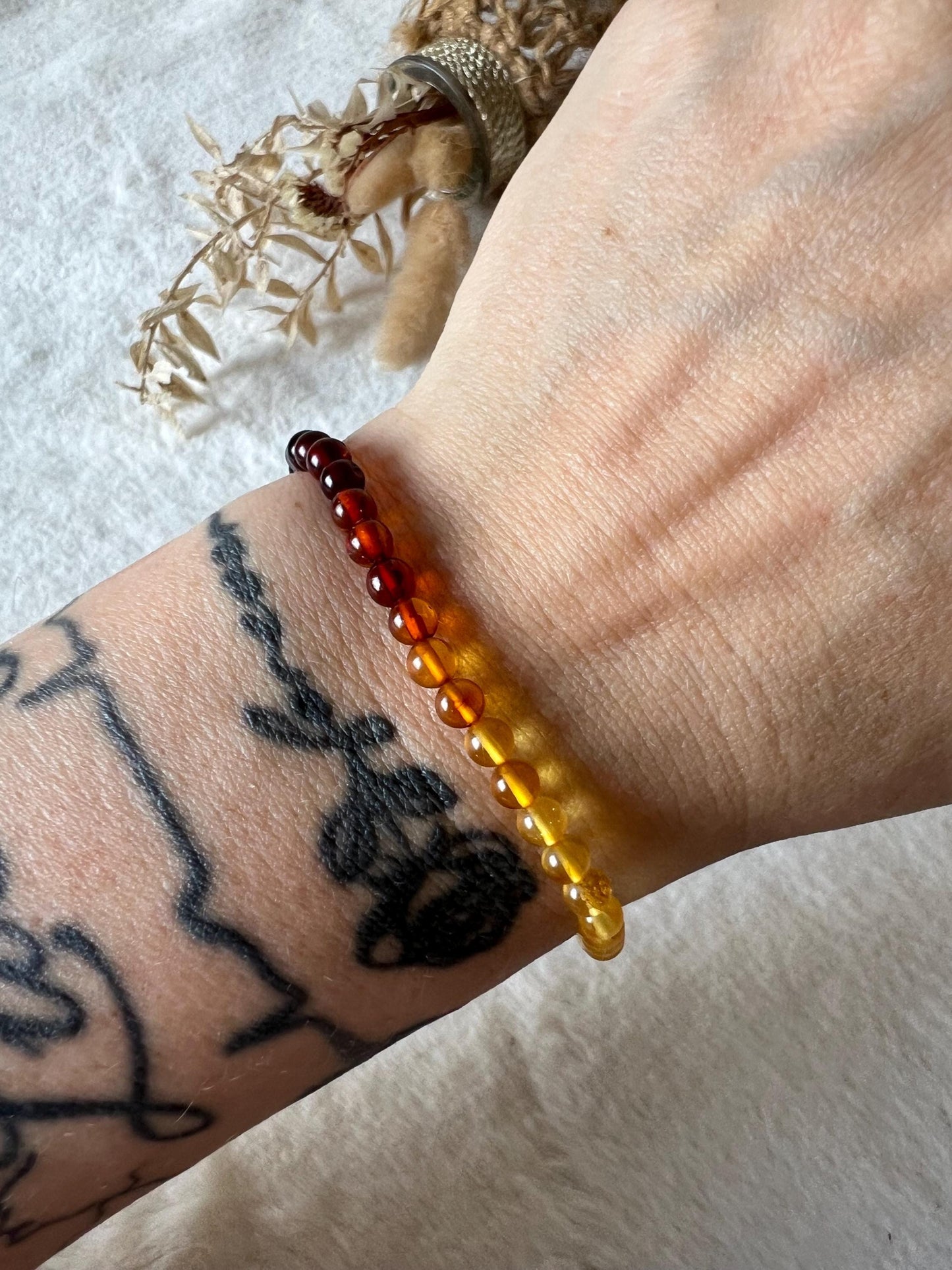 Blood & Gold Amber Armband | Echter Bernstein Schmuck | Baltic Amber Bracelet | Bernstein Farbverlauf