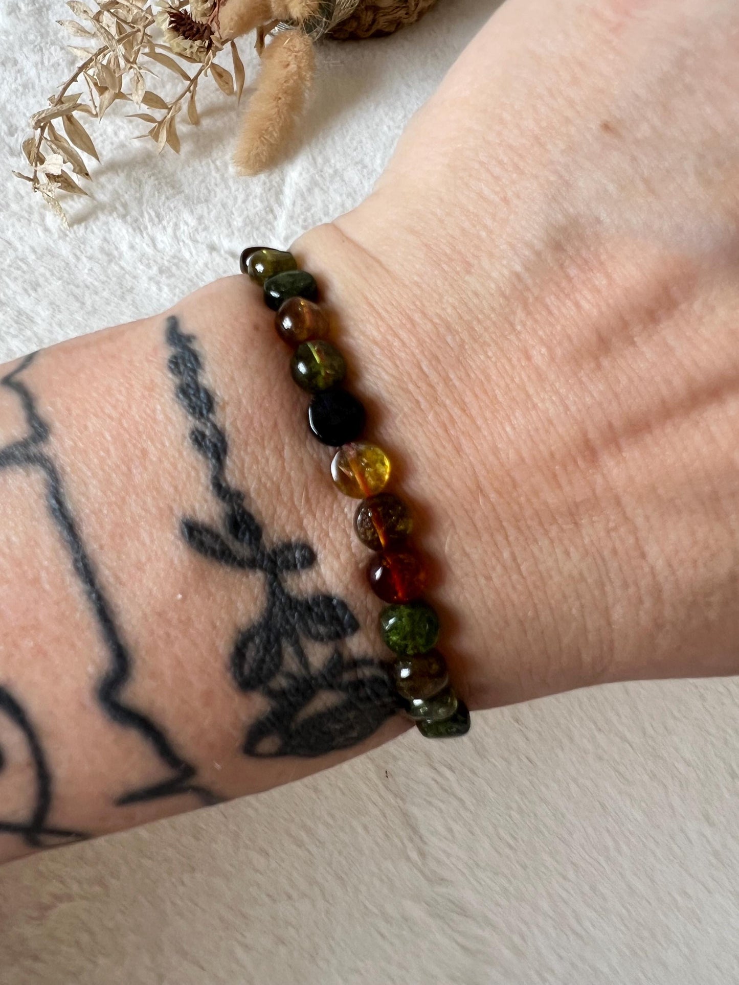 Turmalin Armband | Echter Turmalin Schmuck | Grüner Turmalin | Gelber Turmalin | Edelstein Armband
