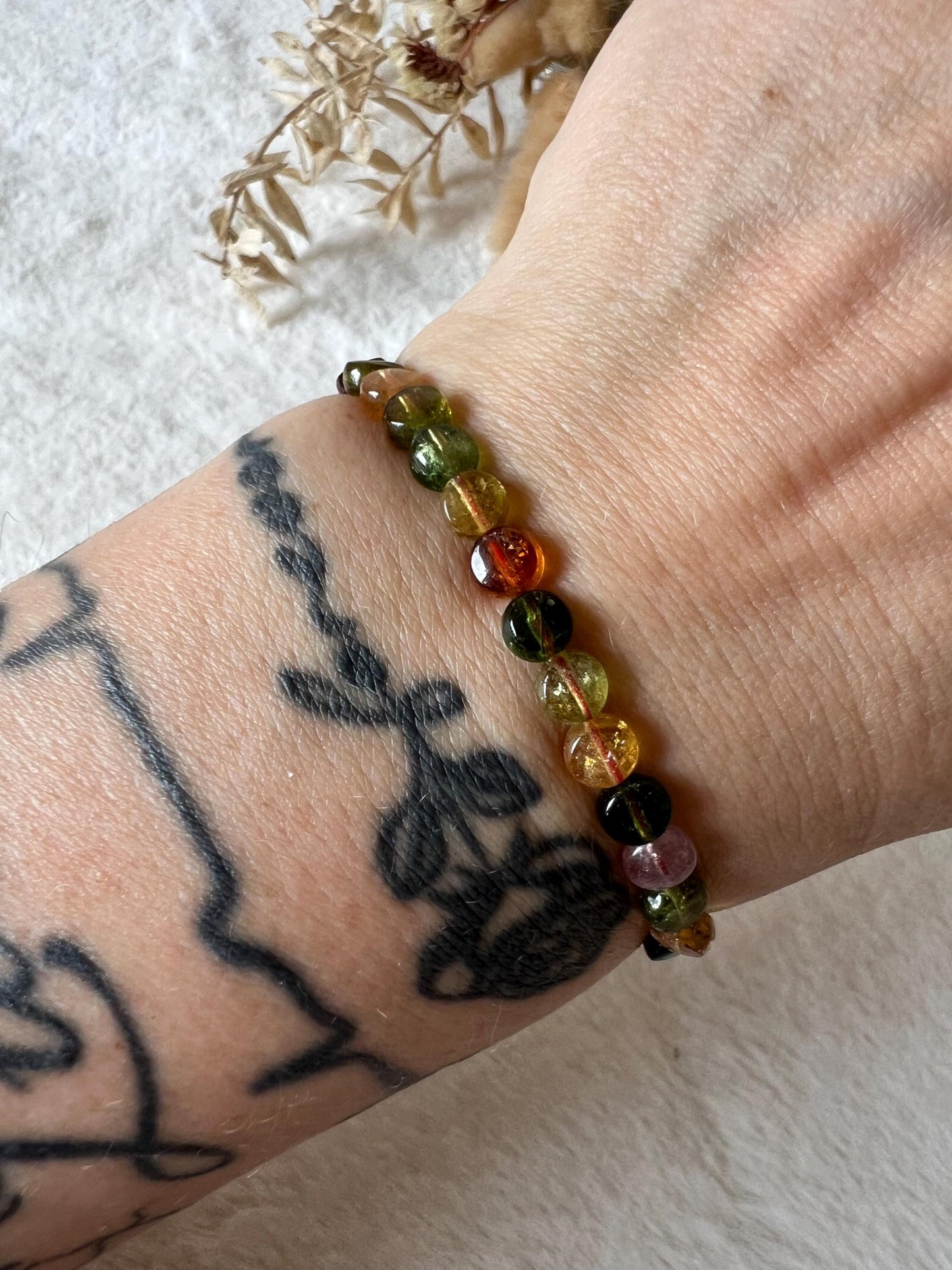Turmalin Armband | Echter Turmalin Schmuck | Grüner Turmalin | Gelber Turmalin | Edelstein Armband