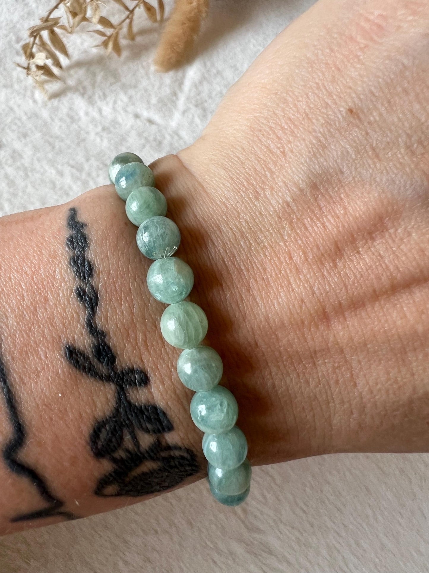 Grüner Kyanit Armband | Hiddenit Kyanit | Echter Naturstein Schmuck | Grüner Edelstein