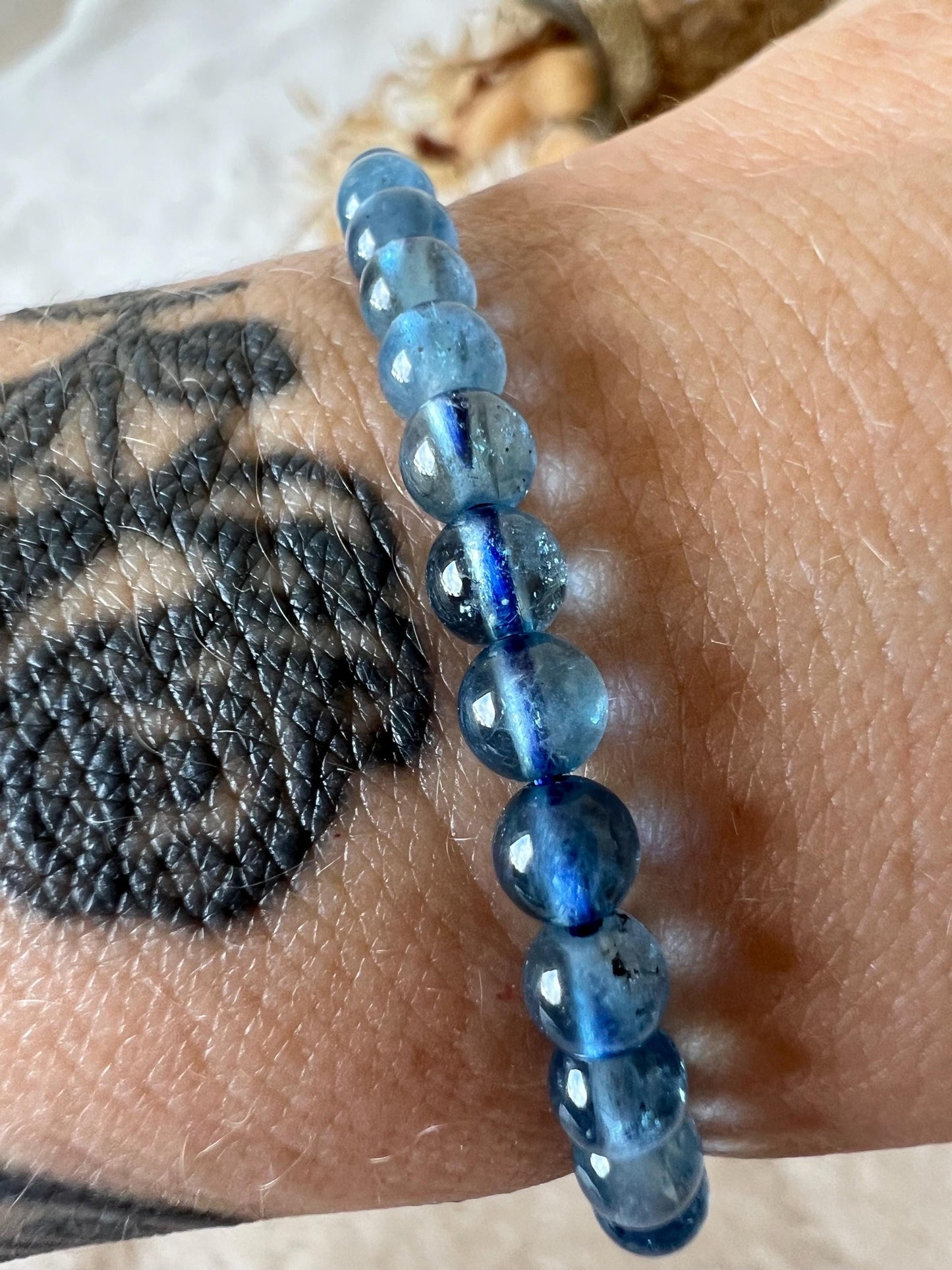 Evil Aquamarin Armband | Dunkelblauer Aquamarin | Echter Naturstein Schmuck | Edelstein Armband