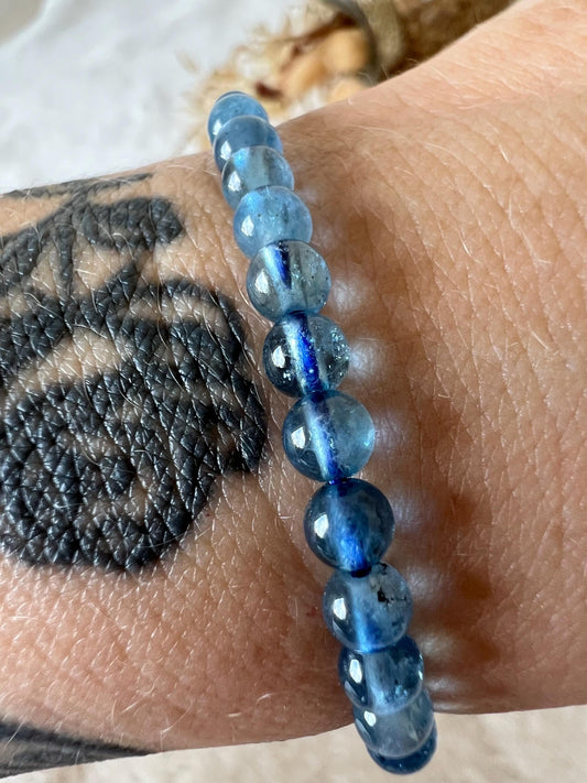Evil Aquamarin Armband | Dunkelblauer Aquamarin | Echter Naturstein Schmuck | Edelstein Armband
