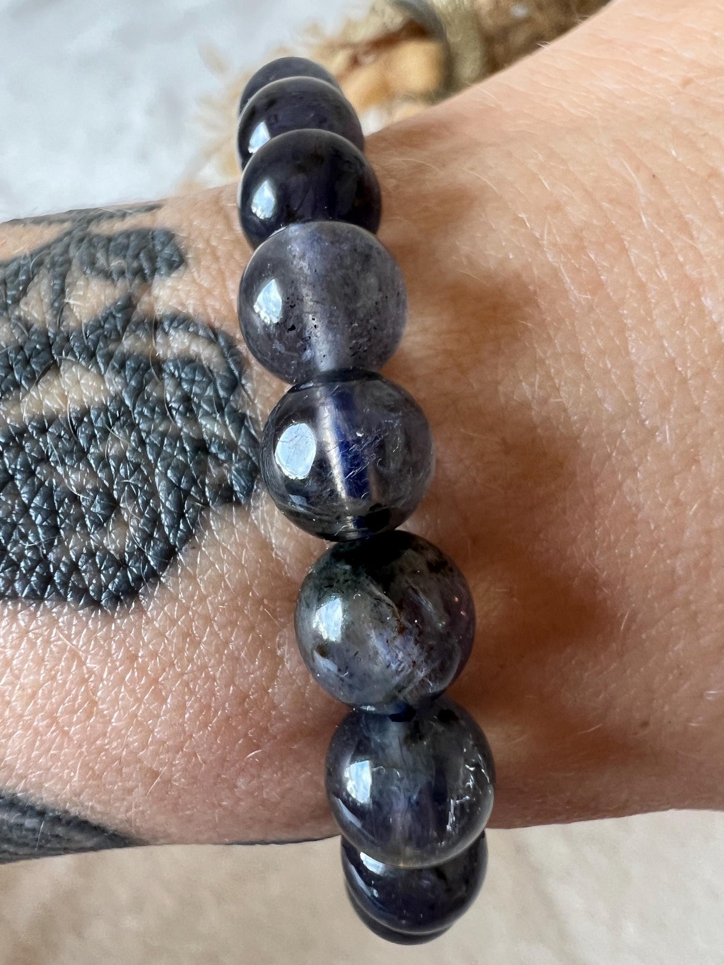 Iolith Armband | Echter Iolith Schmuck | Wikingerstein Edelstein | Blau Violetter Naturstein